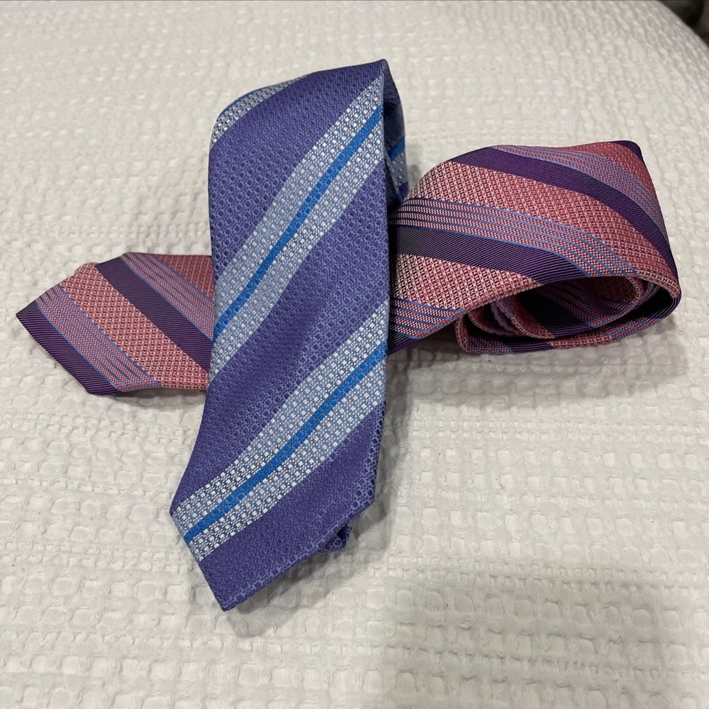 100% Silk Tie, Classic width and length, Bruno Marchesi designer brand 2 ties